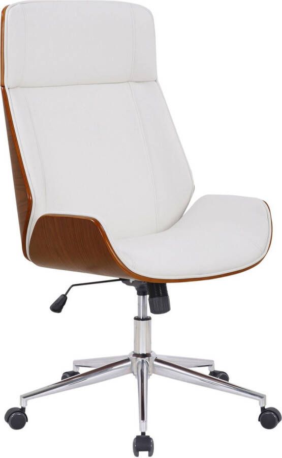 Unbranded Premium bureaustoel Giulio Wit imitatieleer Hoogte verstelbaar 44 52 cm Ergonomisch Luxe