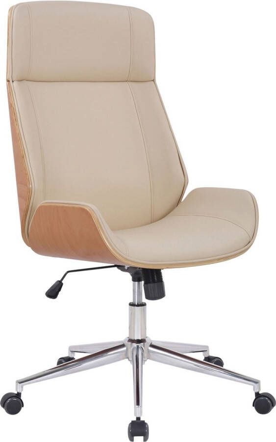 Unbranded Premium bureaustoel Vitaliano Creme kunstleer Hoogte verstelbaar 44 52 cm Ergonomisch Luxe