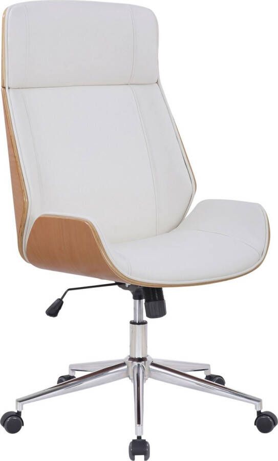 Unbranded Premium bureaustoel Vitaliano Wit imitatieleer Hoogte verstelbaar 44 52 cm Ergonomisch Luxe