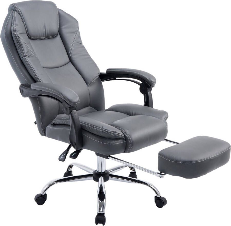 Inandoutdoormatch Premium Bureaustoel XL Op wielen Grijs Ergonomische bureaustoel Voor volwassenen Gamestoel Kunstleer In hoogte verstelbaar moederdag cadeautje