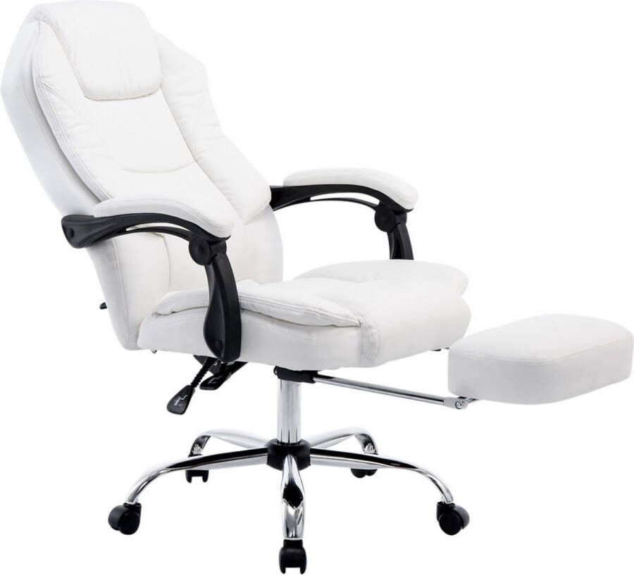 Inandoutdoormatch Premium Bureaustoel XL Op wielen Wit Ergonomische bureaustoel Voor volwassenen Gamestoel Kunstleer In hoogte verstelbaar moederdag cadeautje