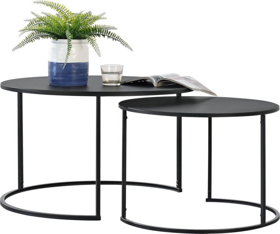 Unbranded Salontafel Annabelle Rond Set van 2 Zwart Metaal Modern design - Foto 2