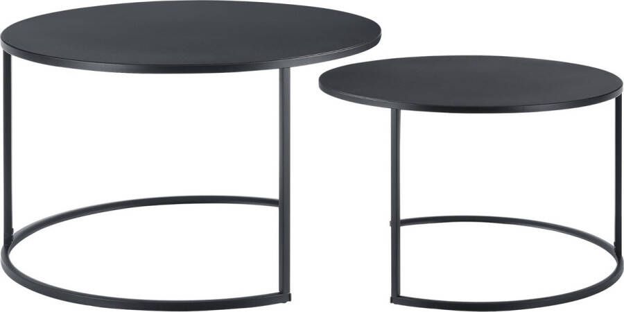 Unbranded Salontafel Annabelle Rond Set van 2 Zwart Metaal Modern design
