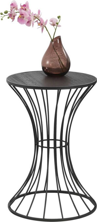 Unbranded Salontafel Calixta Zandloper Rond 55 5xØ37 5 Metaal en MDF Zwart