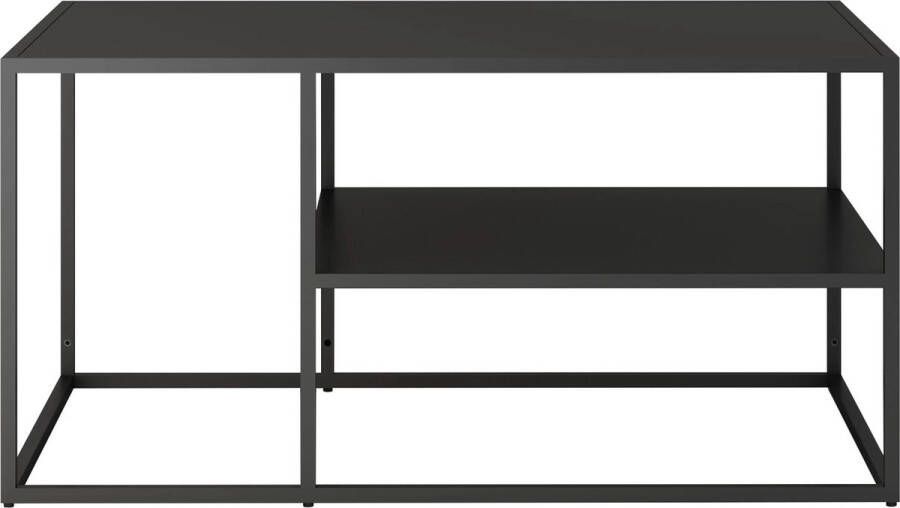 Unbranded Salontafel Clara Met Plank 45x90x60 cm Mat Zwart Staal Modern Design