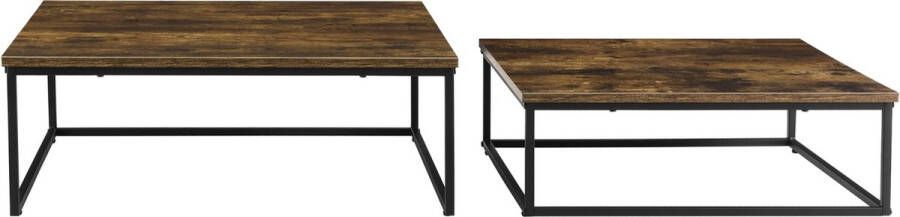 Unbranded Salontafel Irma Set van 2 Zwart en Houtkleurig Spaanplaat en Staal Modern design - Foto 2