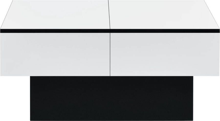 Unbranded Salontafel Keith Met Opbergruimte 80x60x40 cm Zwart en Wit Spaanplaat Stijlvolle uitstraling