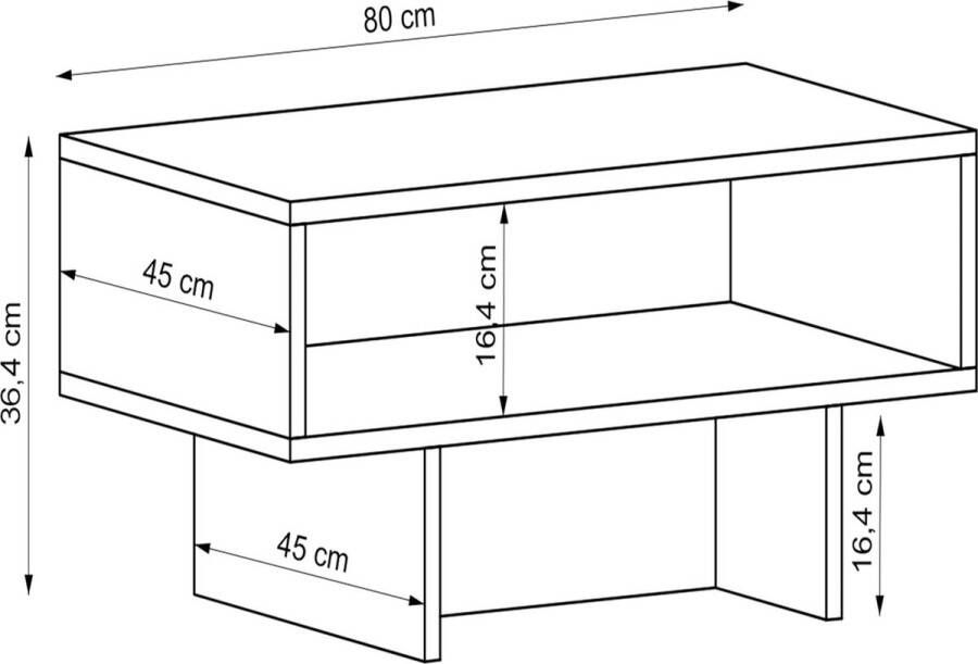 Inandoutdoormatch Salontafel Mert 36 4x80x45 cm Wit en Marmer Zwart Modern Design Spaanplaat