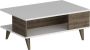 Unbranded Salontafel Nessa 39x90x60 cm Wit en Walnoot Spaanplaat en Kunststof Stijlvol Design - Thumbnail 1