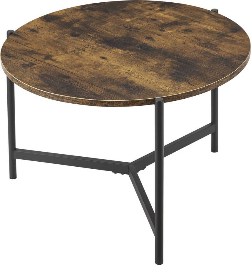 Inandoutdoormatch Salontafel Rond Jase 40xØ60 cm Houtkleurig en Zwart MDF en Metaal Poedercoating Modern Design - Foto 1