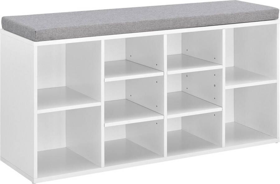 Unbranded Schoenenkast Bernardina 103x30x48 cm Met Zitkussen Donkergrijs en Wit Spaanplaat Modern Design