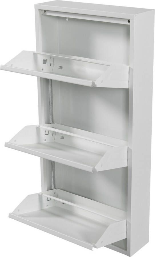 Unbranded Schoenenkast Dalila Met 3 Vouwdeuren Wit Metaal Ruimtebesparend - Foto 2