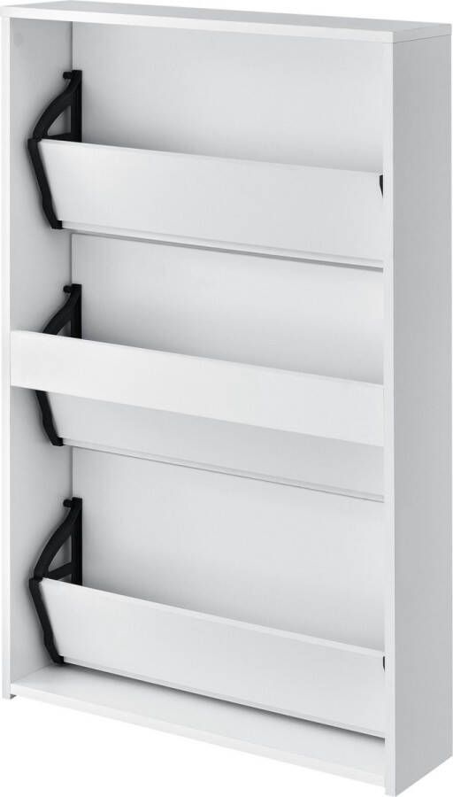 Unbranded Schoenenkast Ethan Met Spiegels Met 3 Vouwdeuren 102 5x63x17 cm Wit Spaanplaat