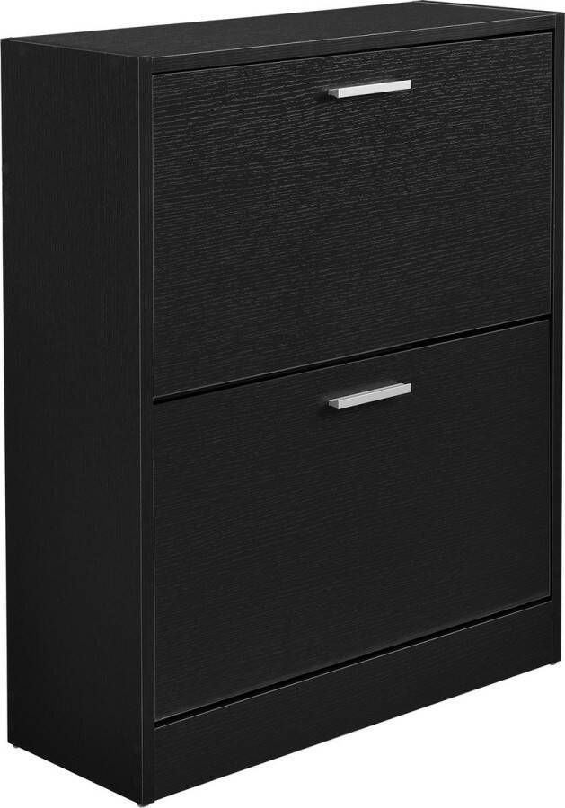 Unbranded Schoenenkast Jacobine Met 2 Vouwdeuren en 4 Vakken 63x24x81cm Zwart Hout Modern Design - Foto 2