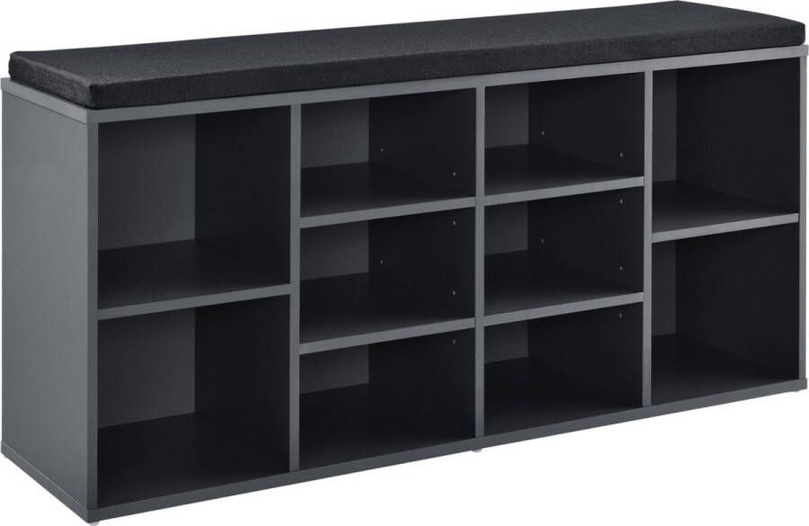 Unbranded Schoenenkast Julianna 103x30x48 cm Met Zitkussen Donkergrijs en Zwart Spaanplaat en Stof Modern Design - Foto 2