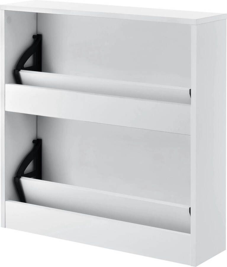 Unbranded Schoenenkast Trinidad Met Spiegels en 2 Vouwdeuren 67x63x17 cm Wit Spaanplaat Stijlvol Design