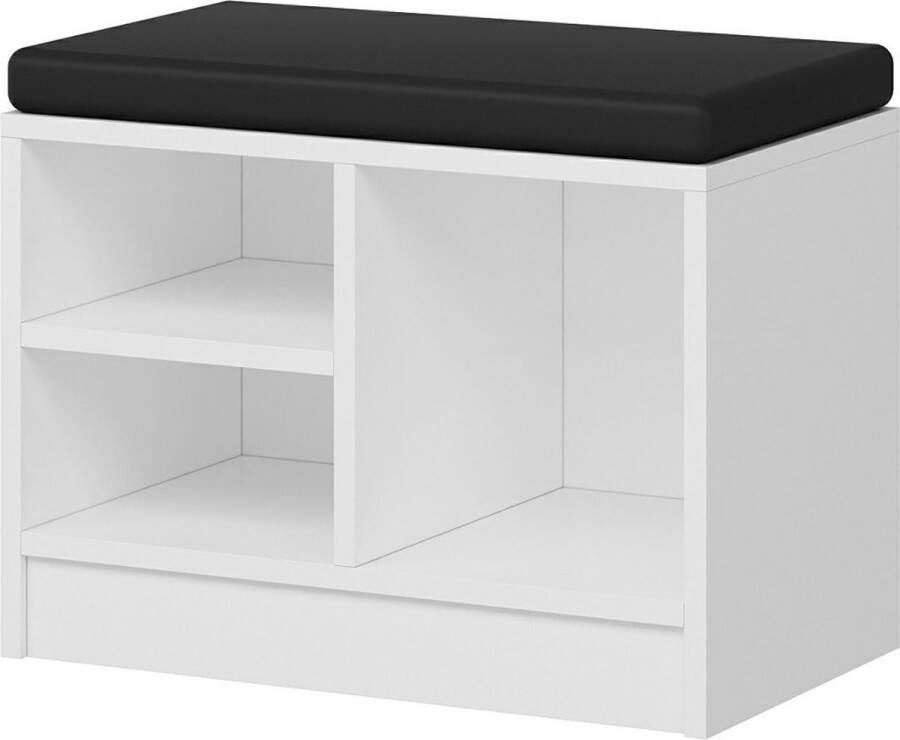 Unbranded Schoenenrek Jessy 42x60x37 cm Wit en Zwart Spaanplaat en Stof Gestoffeerde Zitting - Foto 2