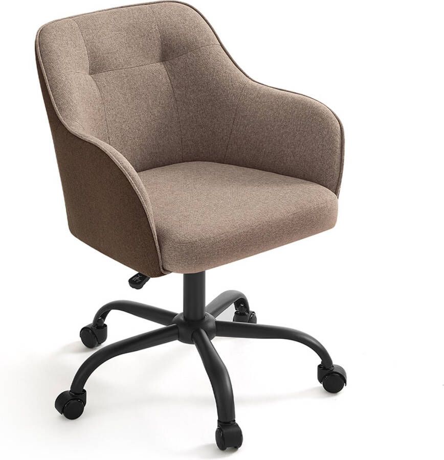 Unbranded Signatu Home bureaustoel stoel draaistoe in hoogte verstelbaar tot 110 kg belastbaar ademende stof voor werkkamer slaapkame bruin