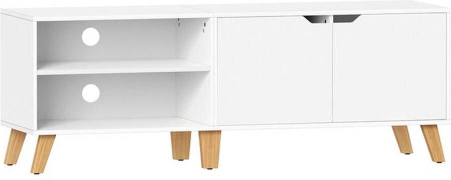 Unbranded Signature Home Bambi Tv Kast met 2 deuren TV-meubel Kast voor tv's tot 60 tv-kast met verstelbare planken industrieel Wit 40 x 140 x 50 cm