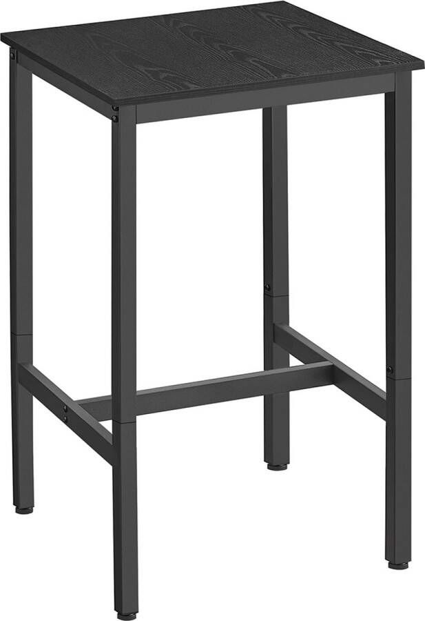 Unbranded Signature Home Bartafel hoge vierkante tafel robuust stalen frame industriële stijl zwart ebbenhout en zwart 60 x 60 x 92 cm