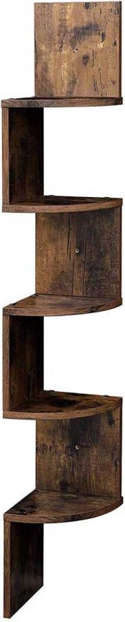 Unbranded Signature Home Beauvais Hoekplanken 5 Tier Hoekplanken Zwevende hoekplank Wandmontage Houten Planken Keuken Slaapkamer Woonkamer Studie Kantoor Houtlook Vintage Donker Bruin