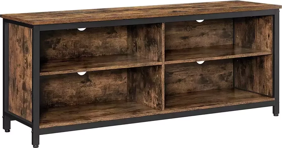 Unbranded Signature Home Colmar Tv-meubel tv-plank lowboard voor tv's tot 65 inch 4 open vakken verstelbare plankniveaus industrieel design vintage bruinzwart