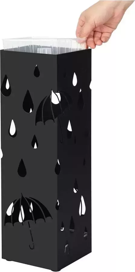 Unbranded Signature Home Corte Paraplubak Paraplubakhouder Metalen paraplubak vierkante paraplubak verwijderbare wateropvangbak met haak zwart