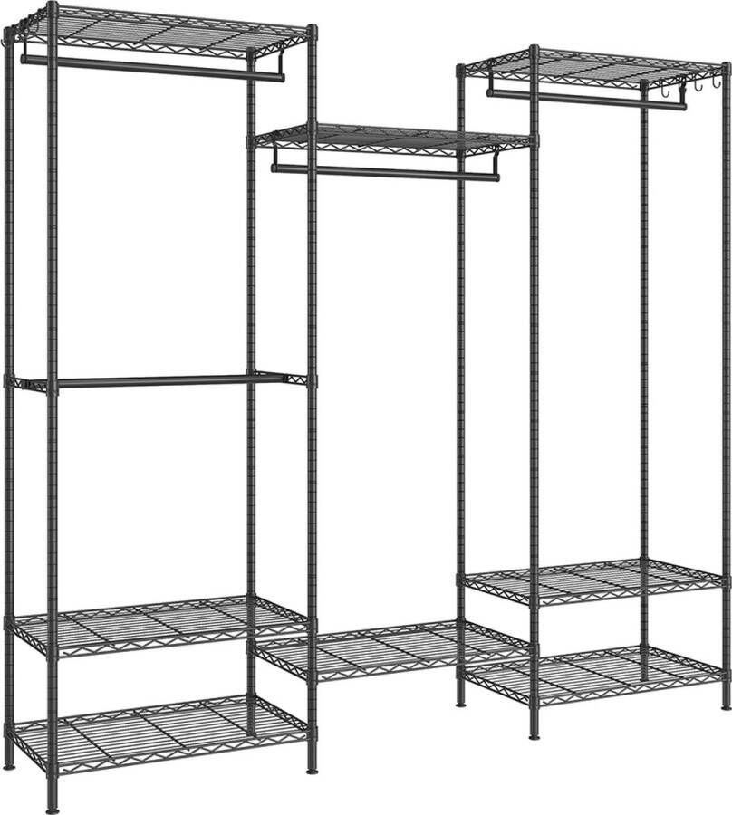 Unbranded Signature Home kledingkast kledingrek metalen kast met verstelbare planken kledingstangen en haken duurzaam scheidbaar kledingrek zwart