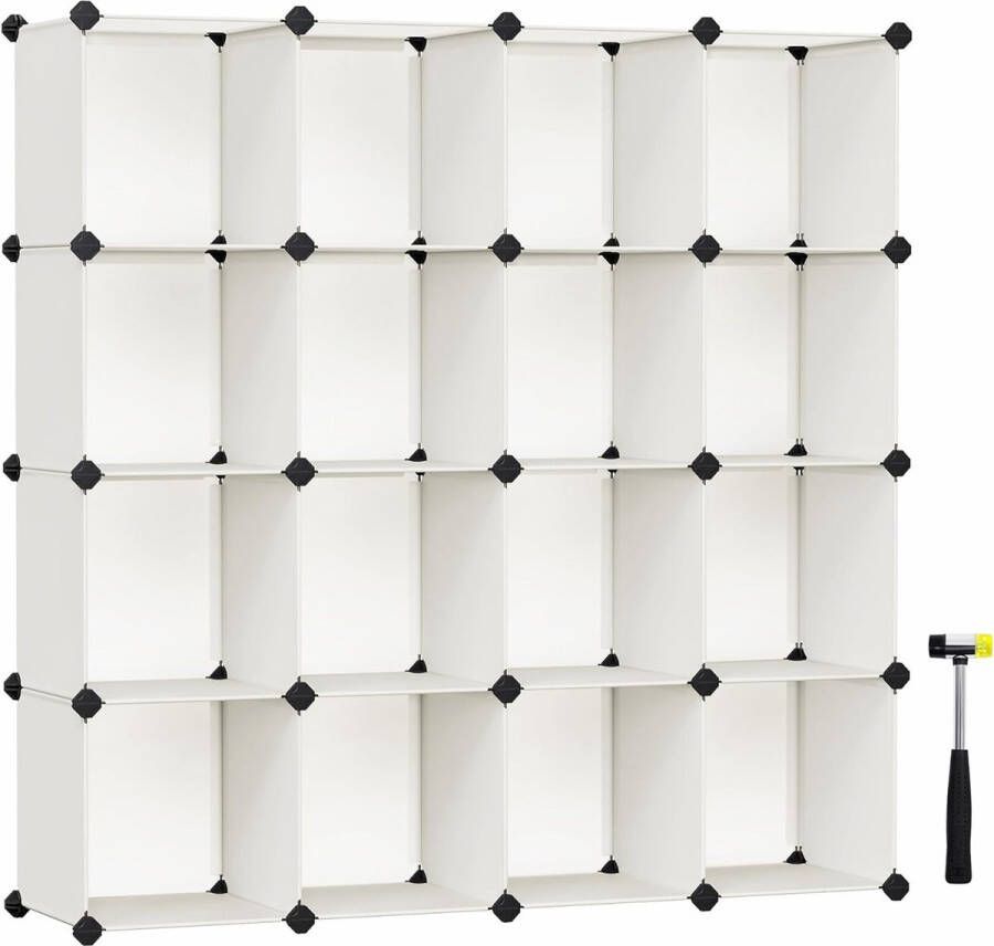 Unbranded Signature Home Opbergkast met 16 blokjes modulaire organizer kunststof rek kastscheider schoenenopslag crèmewit 31 x 153 x 153 cm