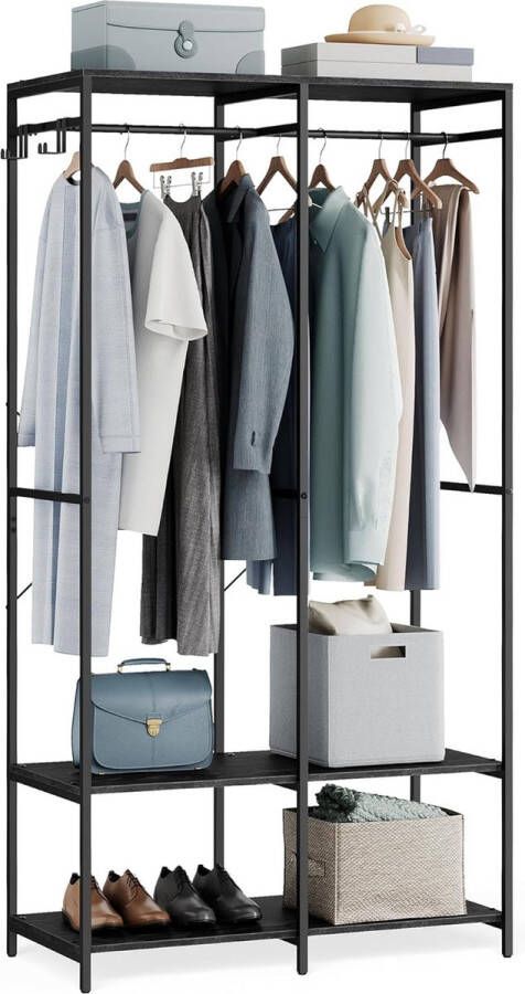 Unbranded Signature Home Open kledingkast Garderobekast afneembare haken zwart 40 x 94 5 x 180 cm