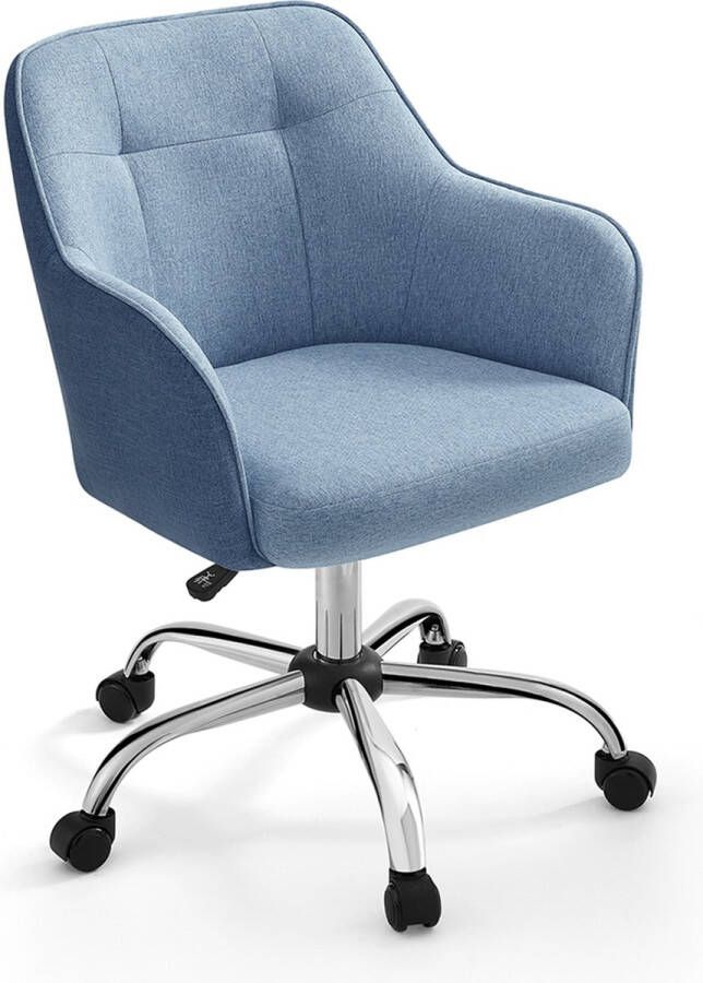 Unbranded Signature Home Wow Draaistoel bureaustoel in hoogte verstelbaar tot 110 kg belastbaar ademende stof voor werkkamer slaapkamer blauw