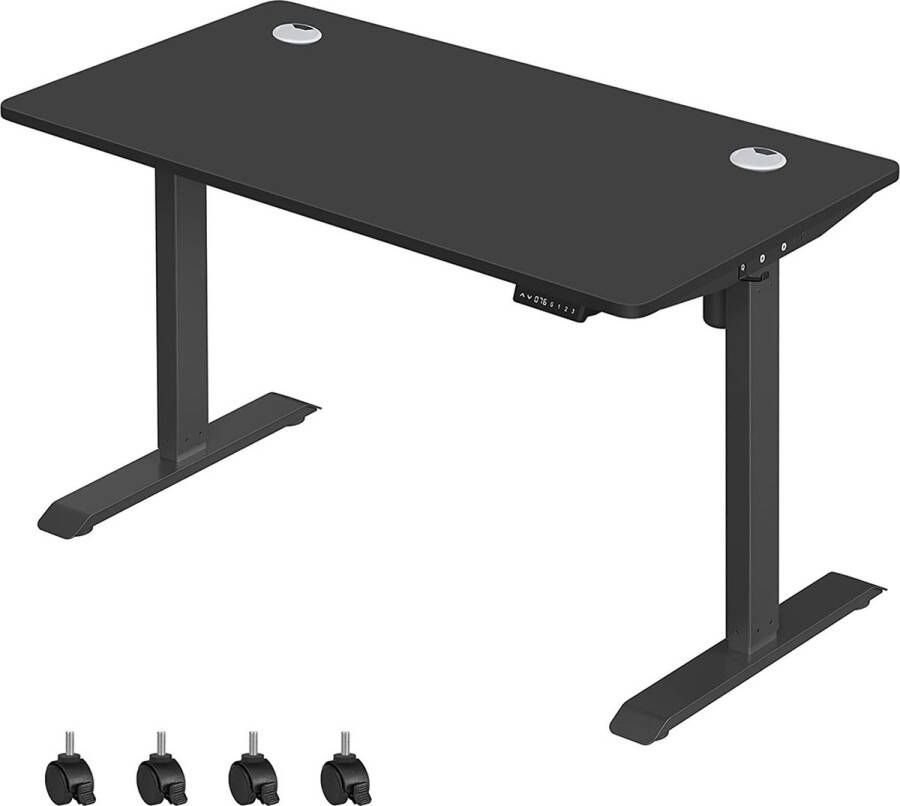 Unbranded Signature Home zit sta bureau Elektrisch zit sta bureau Zwart in hoogte verstelbaar bureau dubbele motor traploos verstelbaar geheugenfunctie met 4 hoogtes aanrijdbeveiliging Zwart 70 x 140 cm tafelblad