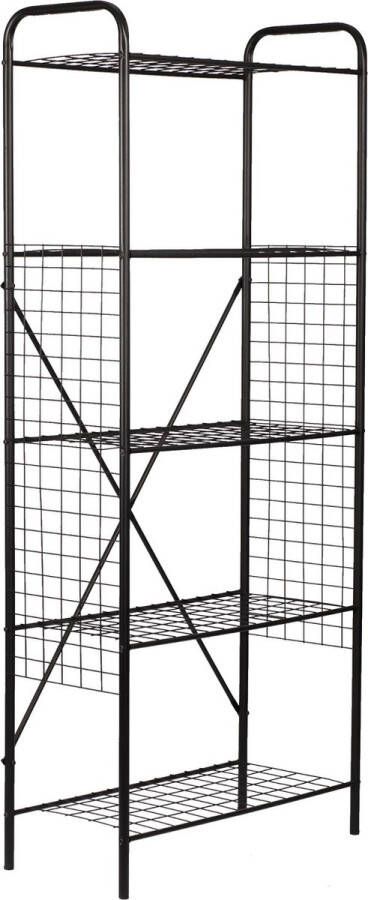 Inandoutdoormatch Staand Rek Jenny Met 5 Planken 160x69x32 cm Zwart Metaal