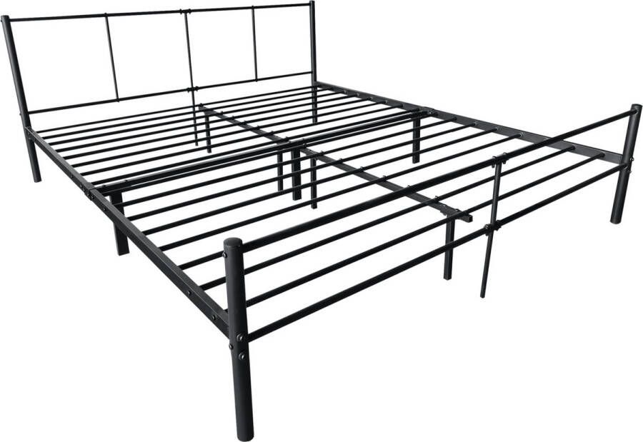 Unbranded Stalen bed Doria Bedframe Met bedbodem 180x200 cm Wit Modern design