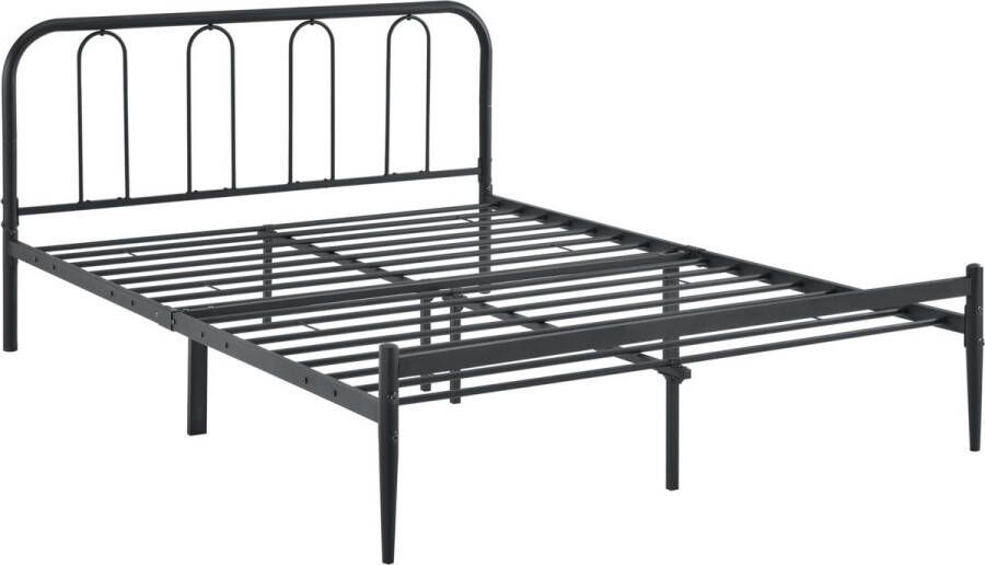 Unbranded Stalen bed Elian Bedframe Met bedbodem 160x200 cm Matzwart Modern design