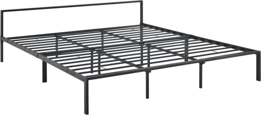 Unbranded Stalen Bed Gracie Bedframe Met bedbodem 180x200 cm Mat Zwart Modern Design