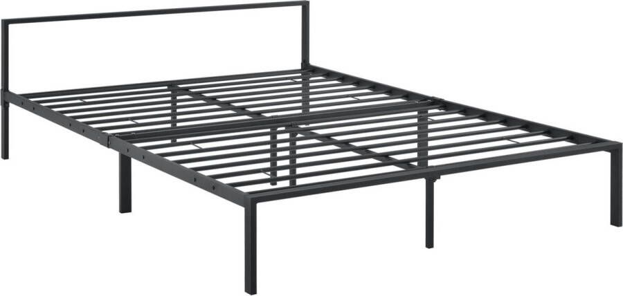 Unbranded Stalen bed Jonette Bedframe Met bedbodem 140x200 cm Zwart Modern design