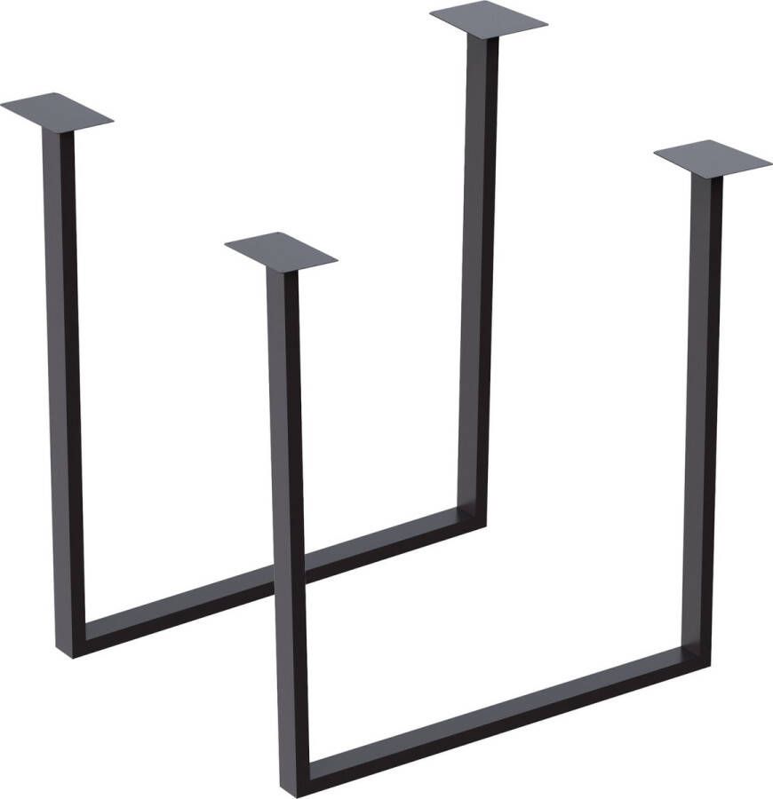 Unbranded Stalen Onderstel Toria Set van 2 U tafelpoot 70x65 cm Mat Zwart Duurzaam
