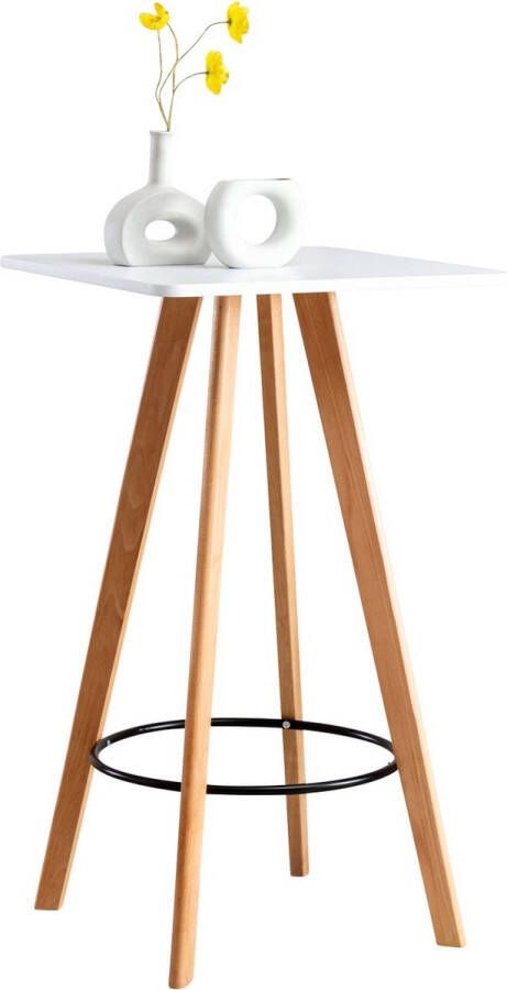 Unbranded Statafel modern Vierkant Bartafel voor Binnen & Buiten Hout Feesttafel Wit 60x60x105cm