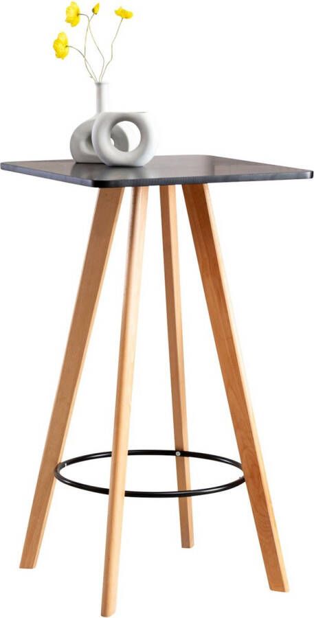 Unbranded Statafel modern Vierkant Bartafel voor Binnen & Buiten Hout Feesttafel Zwart 60x60x105cm