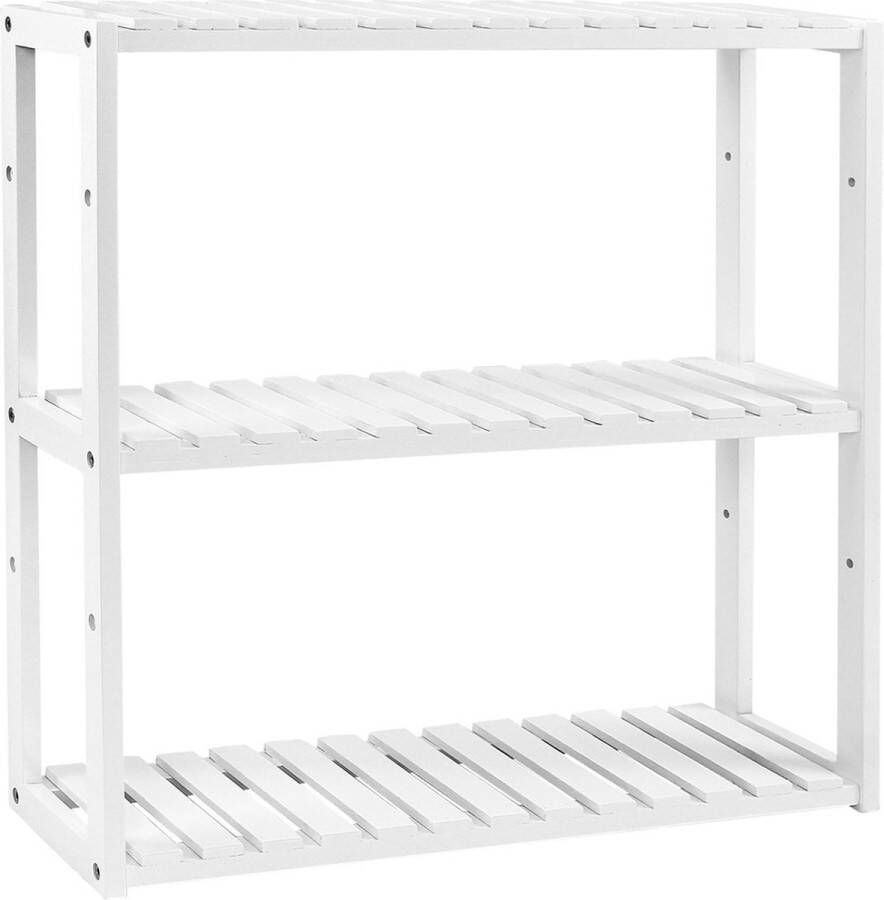 Unbranded Stellingkast Keukenkast Boekenkast Bamboe wit Hoogte Verstelbaar 3 Lagen 60x15x54cm