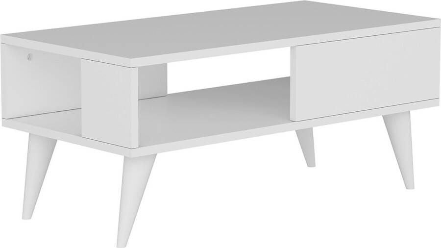 Inandoutdoormatch Stijlvolle Salontafel Bertie 40x90x45 cm Wit Modern en Elegant Design Spaanplaat Kunststof