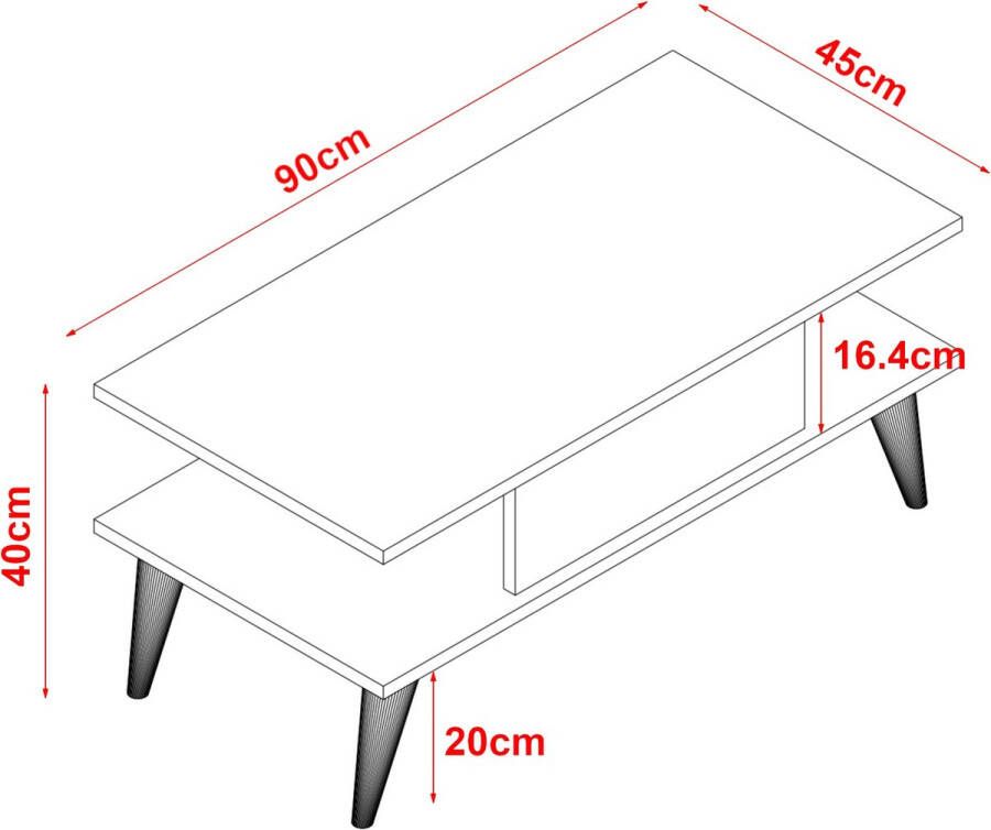 Unbranded Stijlvolle Salontafel Brooke 40x90x45cm Wit Spaanplaat Eye Catcher Modern Design