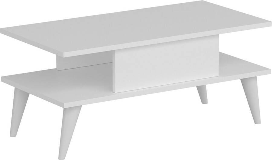 Inandoutdoormatch Stijlvolle Salontafel Brooke 40x90x45cm Wit Spaanplaat Eye Catcher Modern Design