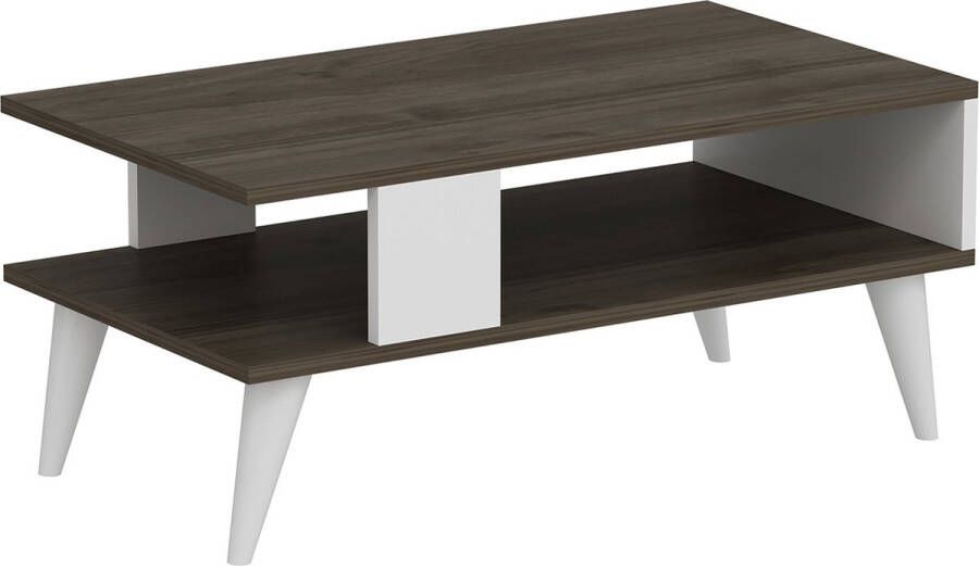 Unbranded Stijlvolle Salontafel Chantal 40x90x45 cm Wit en Walnootkleurig Hout Spaanplaat Modern Design