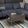 Inandoutdoormatch Stijlvolle Salontafel Jef 40x90x60cm Marmer Zwart en Walnootkleurig Modern Design Spaanplaat Metaal - Thumbnail 2
