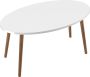Inandoutdoormatch Stijlvolle Salontafel Ovaal Hanna 41x90x50cm Wit en Houtkleurig Eyecatcher Decoratieve Tafel Spaanplaat en Hout - Thumbnail 1