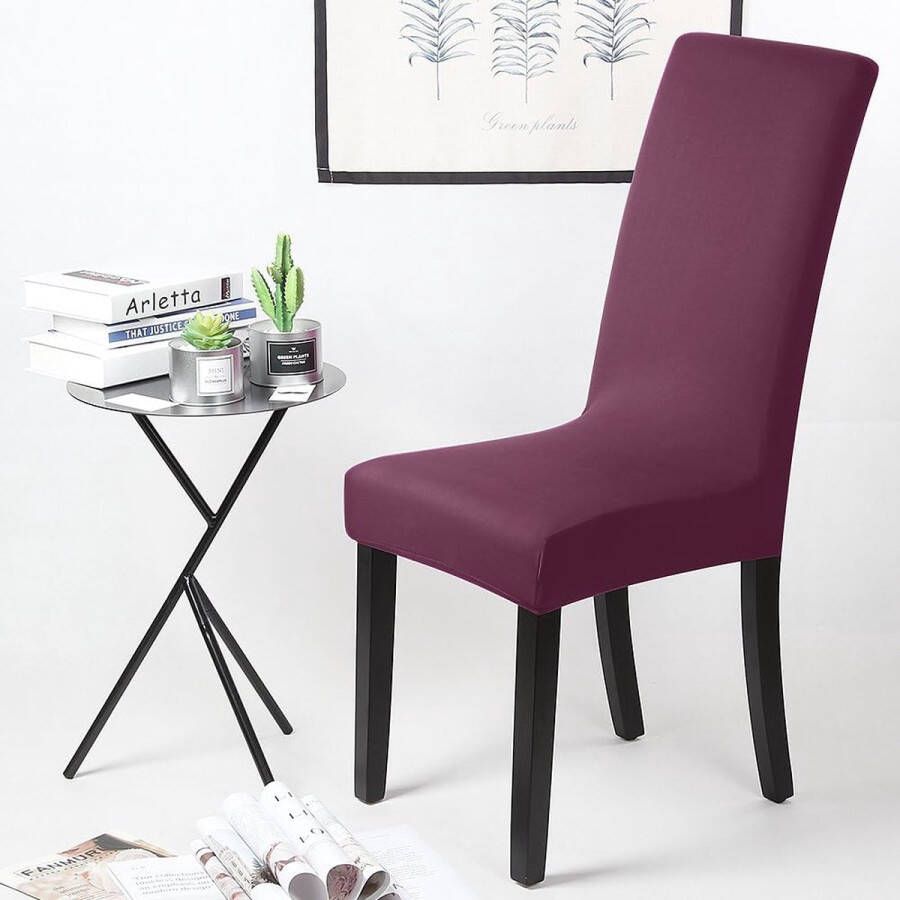 Unbranded Stretch Stoelhoezen 4 Stuks Stoelhoes Stoelhoezen voor Eetkamerstoelen Verwijderbare Wasbare Eetstoelhoezen voor Hotel Eetkamer Banket Decor voor Bruiloftsfeest(4 Stuks Donkerpaars) - Foto 2