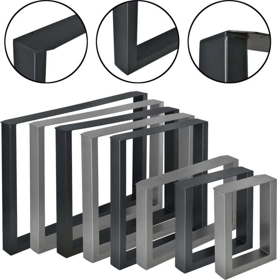 Unbranded Tafelpoot Edith Stalen Onderstel Set van 2 U Tafelpoot 100x72 cm Zwart - Foto 3