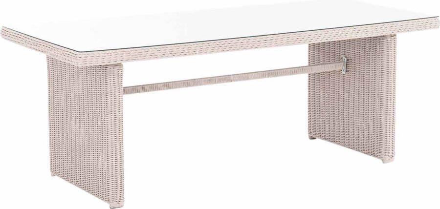 Unbranded Tuintafel deluxe Glastafel rotan wicker Tuinmeubelen Eettafel Buitentafel Salontafel 180cm